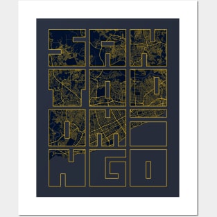 Santo Domingo, Dominican Republic City Map Typography - Gold Art Deco Posters and Art